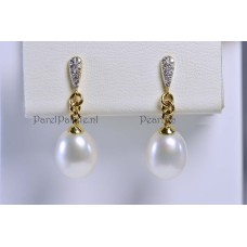Pareloorbellen *  goud diamant hangers 14k 585 met stekers met oogje minder y-