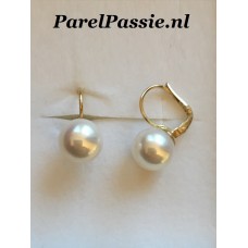 Gouden pareloorbellen cultivé zoetwaterparels AAA parels 10mm brisuren 14k  y