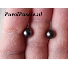Zwarte pareloorbellen Tahiti  oorknoppen zoutwater oorstekers ca. 7.5mm zilver 925