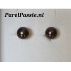Ronde parel oorknoppen AAA bruin zwarte 8.5 - 9mm oorstekers zilver y