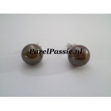 Parel oorstekers zwarte 8.5 - 9mm AAA oorstekers zilver y