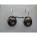 Pareloorbellen zwart pauw zoetwaterparels ca. 11,3 x 13,4mm  zilver