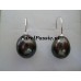 Pareloorbellen zwart pauw zoetwaterparels ca. 11,3 x 13,4mm  zilver  y