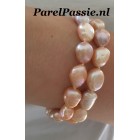 Parelketting zilveren magneetslot roze / perzik zoetwaterparels  10-13mm cm opmaat service tot 50cm.. foto's volgen nog in witte doos om te maken y