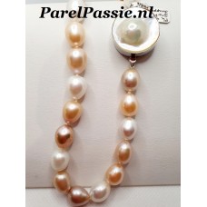 Parelketting met Mabe Zuidzee slot in zoetwaterparels 10mm -13mm 46cm y