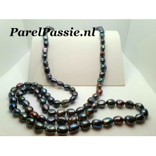 Lange parelketting * olie parels zoetwater 120 cm trendy