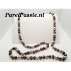 Parelketting donkere zoetwaterparels 7mm  8mm lange 87 cm 90cm ..