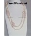 Lange ketting parels zoetwater met grote rozenkwarts edelstenen 135cm y