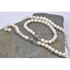 Parelsieraden set ketting armband  zoetwater wit 7mm  y