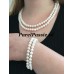 Parelset 2-rijig dubbele parelketting armband oorknoppen zoetwater ca. 6,5 - 7,5mm, 45cm - 49cm 20cm  y