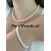 Parelketting parelarmband zoetwaterparels oorstekers 6mm 45cm 18,5cm zilveren slotjes  y