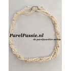 Parels 2 lange colliers ketting fijne kleine 14k gouden balletjes  42 - 45 - 90 cm ..