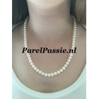 Fijne parelketting mooie zoetwaterparels wit ca.7mm, zilveren slotje 50 cm  y