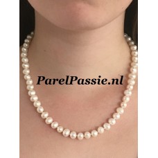 Parelketting * koopje wit 8mm 9mm tot 10mm zoetwaterparels 46cm a 47cm  y Parelketting * koopje wit 8mm 9mm tot 10mm zoetwaterparels 46cm a 47cm  y