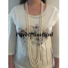 Parelketting zeer lange witte zoetwater 8mm ca. 2.50 meter  y