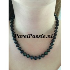 Zwarte parelketting zoetwater parels vrij groot ca. 9mm 44cm  y