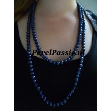 Lange arelketting  donker blauw zoetwaterparels 7mm ca.135 cm  y