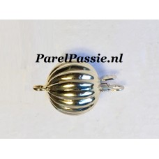 Gouden sluiting voor parelketting collier glans groot ribbel 10mm 14k 585  y-
