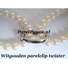 Parelclip slot 14k witgoud  twister lange ketting kort maken  y.