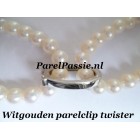 Parelclip slot 14k witgoud  twister lange ketting kort maken ..