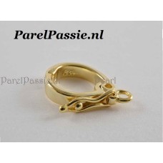 Zilveren vergulde clip hanger met veiligheidssluiting 16mm  zilver 925  y