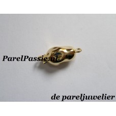 Veiligheidsslot voor parelketting of parelsnoer zilver verguld nuggetslot barok vorm, JKa 925  y..