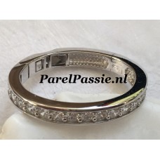Parelclip slot zilver cz voor grote parels twister lange ketting kort maken 3cm y