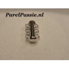 Zilveren slotje voor 3 rijige parelarmband of parelketting 925 buisslot