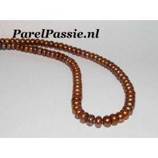 Bruin los parelsnoer kleinere parels met prachtig luster om parelketting van te maken  y