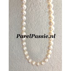 Parelsnoer mooie zoetwaterparels wit 8mm - 9mm echte ronde parels