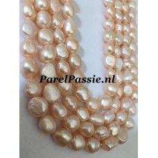Uitverkocht Parelstreng* zoetwater perzik roze 8-10mm 37,5cm om parelketting van te maken y