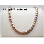 Sale Parels streng zoetwater roze paars grote dubbele parels ca. 8mm - 10mm tot 14mm y