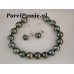 Tahiti parelarmband pauw kleurig donkere zoutwater parels  9mm -11mm zilveren slot y