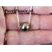 Zwarte parel zilveren ketting Tahiti zoutwaterparel 9.4 mm collier 45cm man vrouw   y