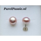 Pareloorbellen roze 10-11mm AAA zoetwater stevig zilver y