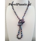 Lange parelketting pauw kleurige zoetwaterparels 90cm nugget vorm ca. 7mm - 10mm  y