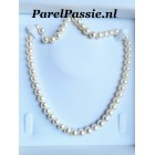 Akoya parelsnoer 8.1 - 8.6mm grote japanse zoutwaterparels roomwit 51 parels  y