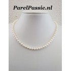 Akoya parelsnoer 6mm zoutwater room wit 36,5cm knopen optie met slot max ca. 44cm  y