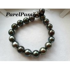 Losse Tahiti parels zoutwater voor armband 18 stuks zwart donkere groen grijs tint ca. 9mm a 10mm x