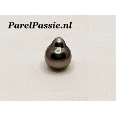 Tahiti parel zwart pauw diepe kleur 11mm x 13mm  zoutwater semi druppel ..