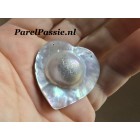Mabe hart Zuidzee parel 32,5 x 33mm grijs/blauw bruid liefde valentijn  y0