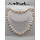 Parelketting echte parels room wit met gouden slot en gouden balletjes 10mm 14k 45 cm ..