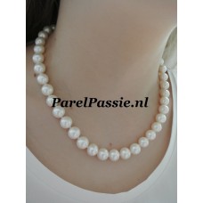 Afgeprijsd Parelketting grote hoge kwaliteit zoetwaterparels, 45 cm 46 ca. 10 mm y-