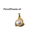 Luxe parelhanger AAA zoetwater rond 8mm, zilver verguld y+