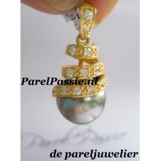 Tahiti luxe parel hanger zoutwater 12.4 x 15mm, zilver 925 goud verguld  y